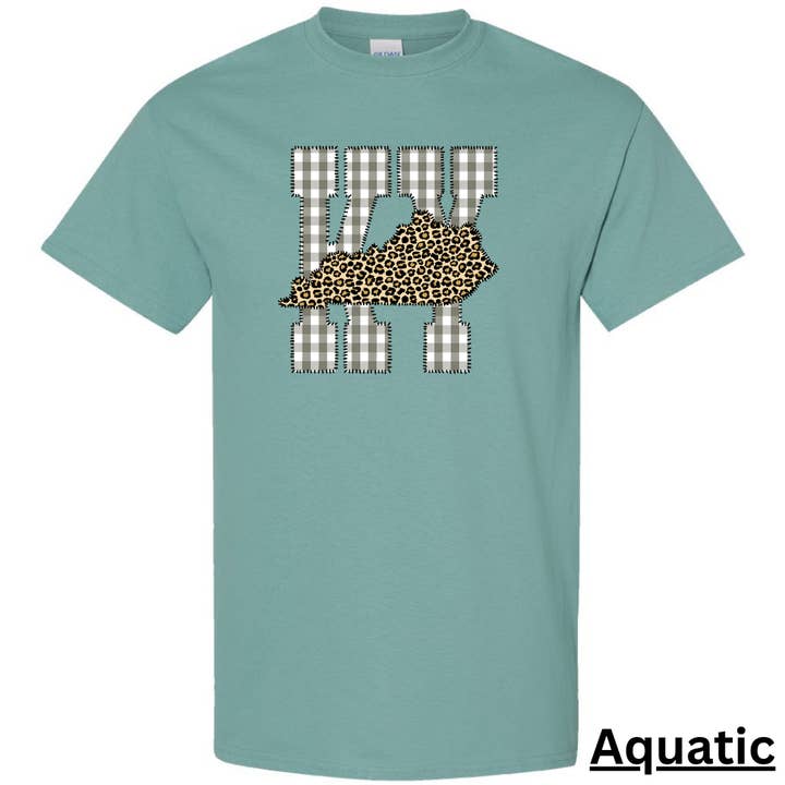 Gingham KY Cheetah Kentucky volwassen T-shirt voor wholesale door Rockin R Apparel