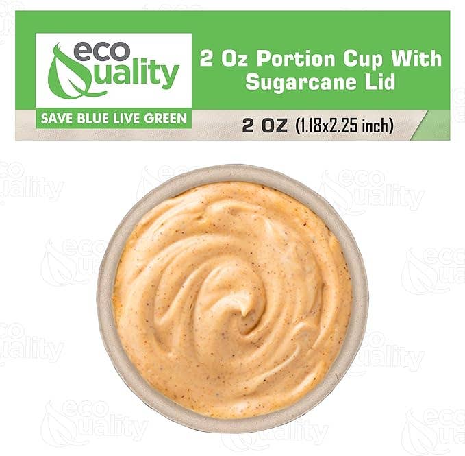 EcoQuality – wholesale Food storage container – EcoQuality 2oz Compostable Souffle Portion Cups with Fiber Lids3