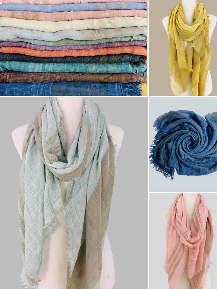 JC021038 Bufanda Clásica Vintage con Rayas Lavadas a la Piedra para venta al por mayor de JC Sunny Fashion