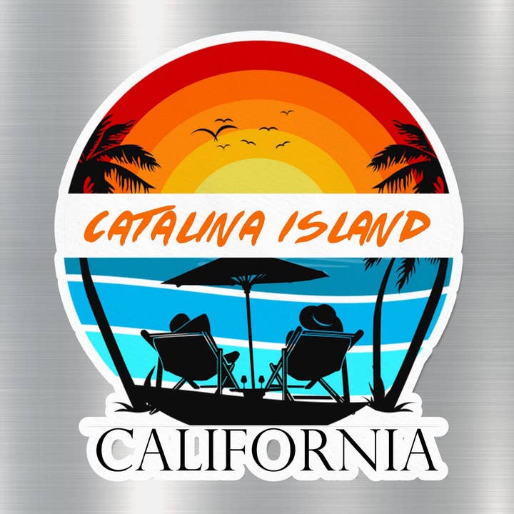 Catalina Island Californien solnedgangsklistermærke for engroshandel hos GraffMerch.com