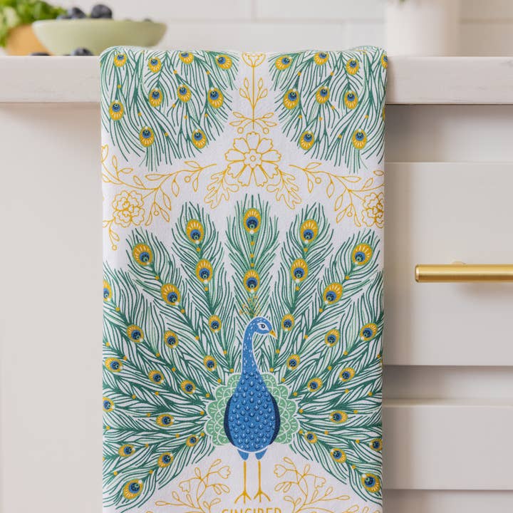 Påfugle Tehåndklæde – Fed Botanisk Dekoration for engroshandel hos Gingiber