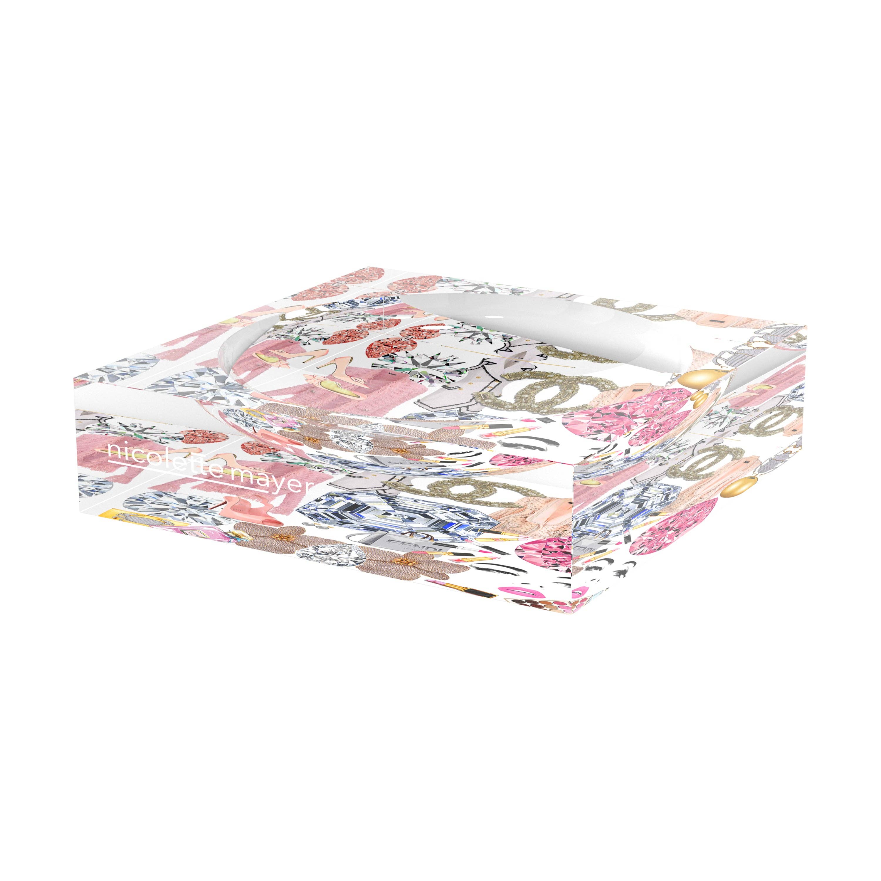 Nicolette Mayer Collection - Vendita all'ingrosso Ciotole/Piatti decorativi - Piatto Portaoggetti Bougie Women Nuevo Rosa Bianco in Acrilico3