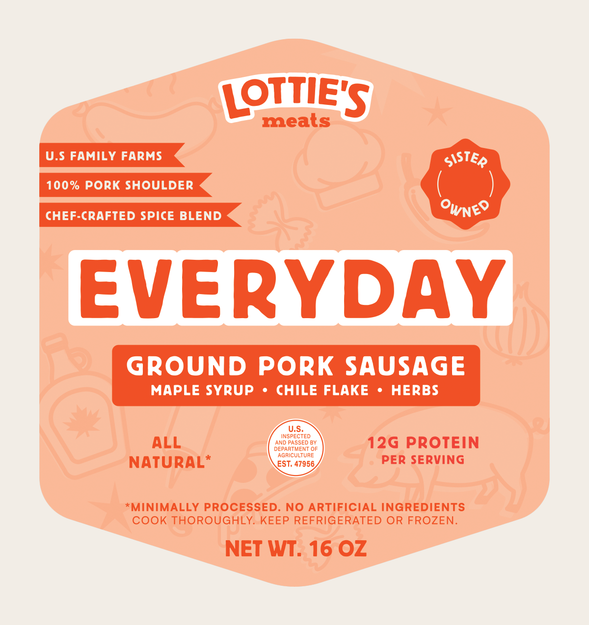 Lottie's Meats - Wholesale Sausage - Everyday (Breakfast) Sausage | Ground Pork Blends | 16 oz5