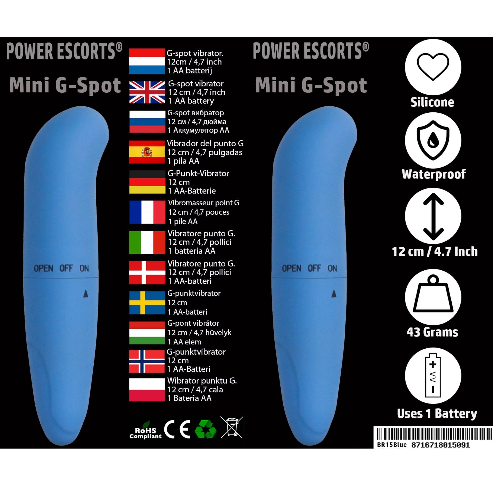 Kinky Pleasure - Vente Sex toys - Power Escorts - BR15 - Mini vibromasseur point G - 5 couleurs13