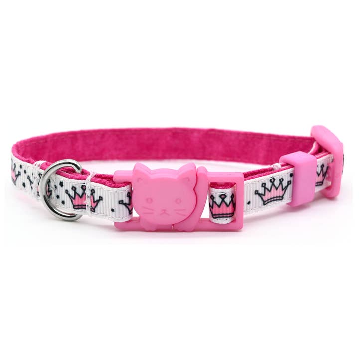 Green Acorn Kitchen - Wholesale Pet Collar - Cat - Handmade Cat or Kitten Collar • Pink or Blue Crowns • 3/8"