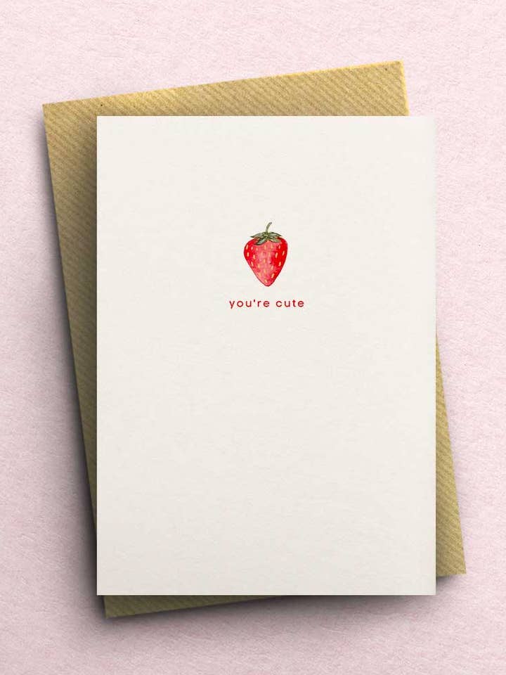 "You're Cute" Strawberry Greetings Card for wholesale by By Tilly