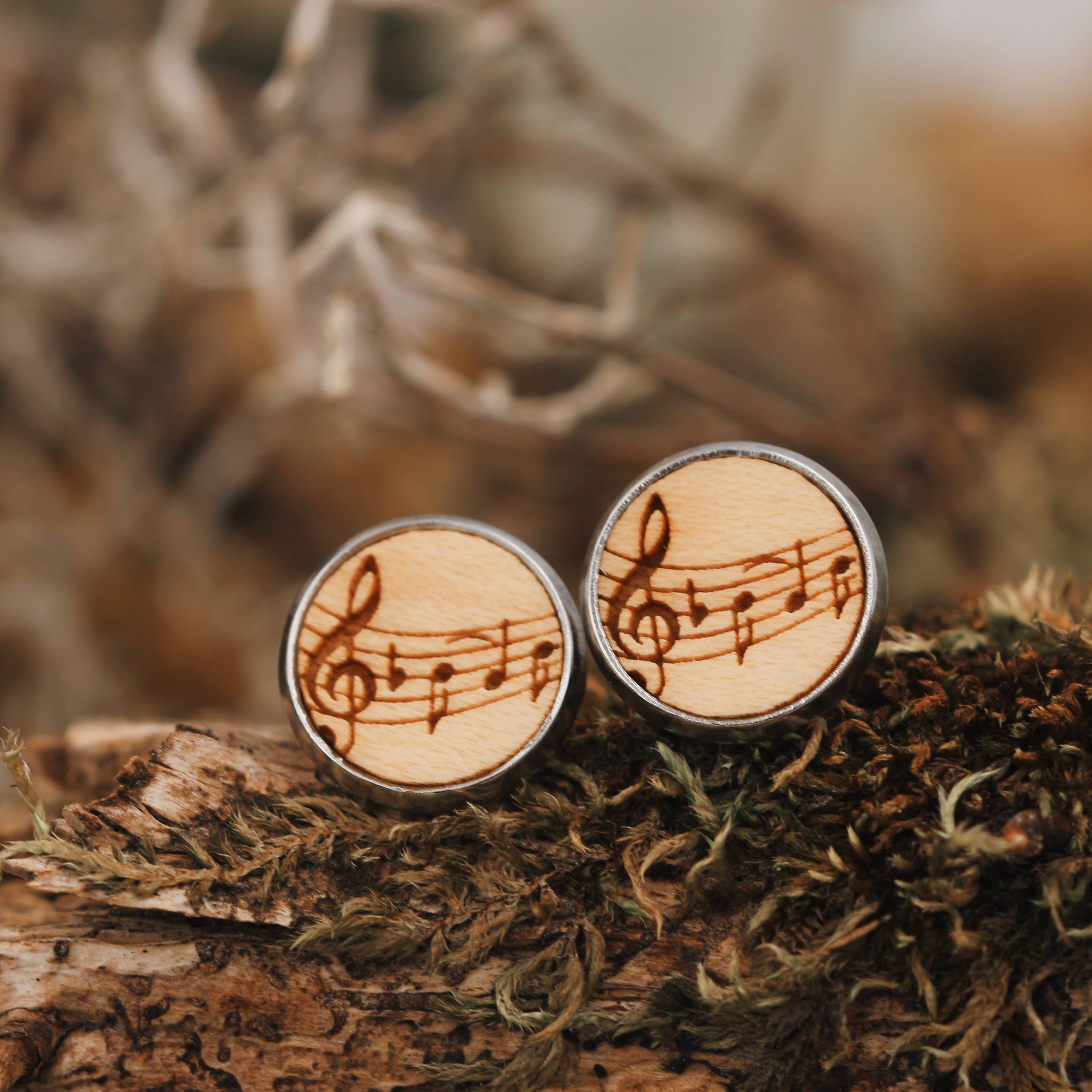 JOJO Geschenke - Wholesale Stud/Post Earrings - Wooden ear studs “steel”1