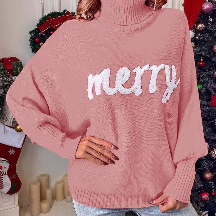 Rosa Clothing - Wholesale Knit Sweater - Women's - Slouchy Cozy Christmas Turtleneck Sweater
