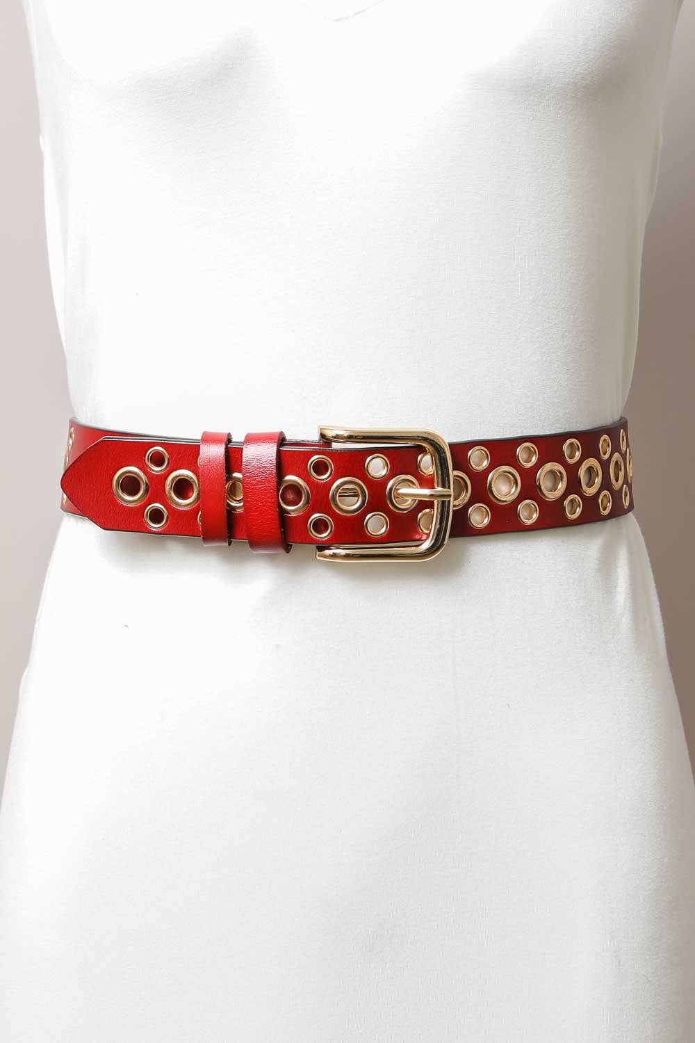 Leto Accessories – wholesale Belt – Women's – Gold Multi Eyelet Buckle Belt6