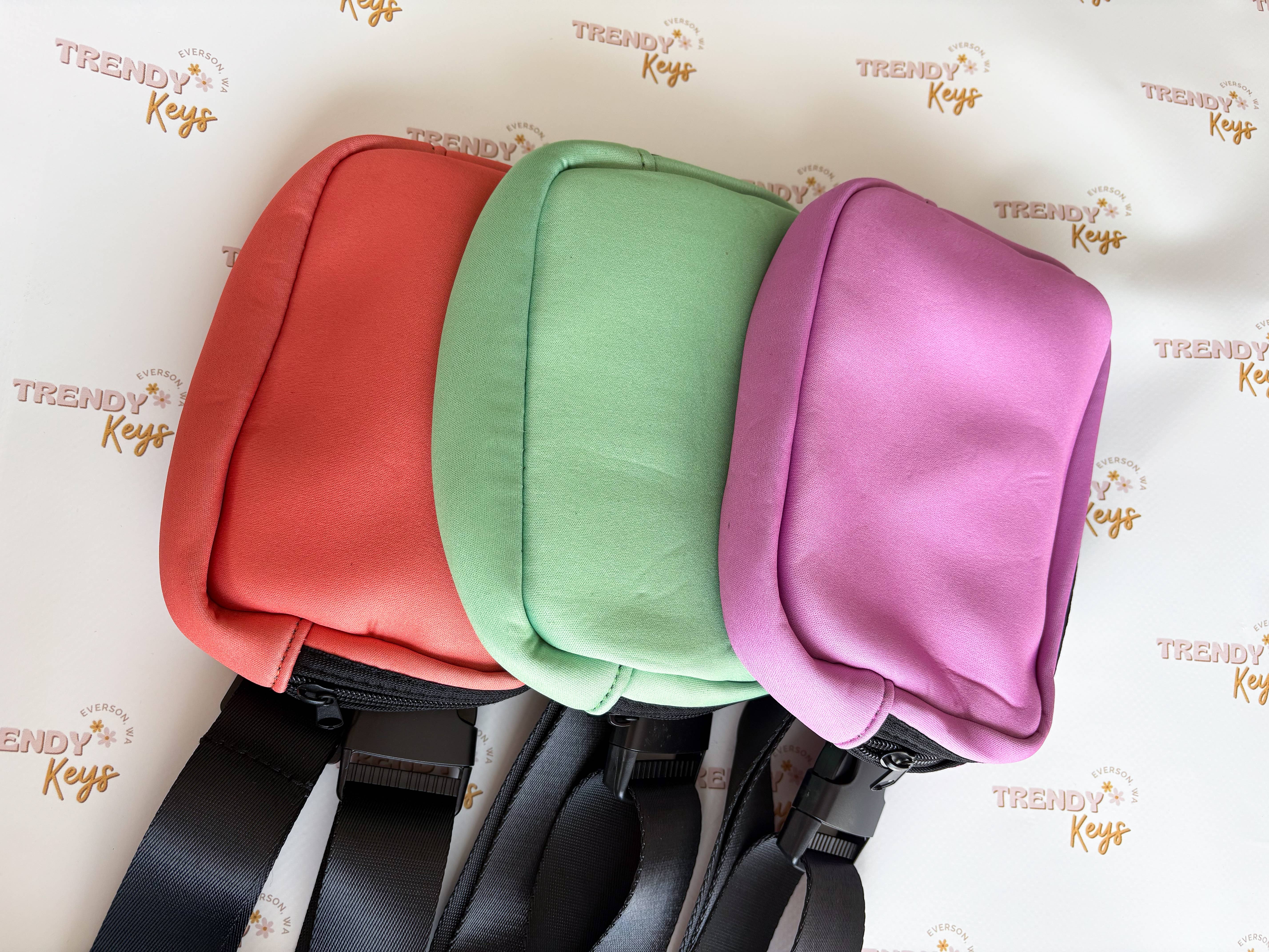 TrendyKeys - Wholesale Belt Bag - Women's - Neoprene Sling/Belt Bags, Patchable, Multiple Pockets4