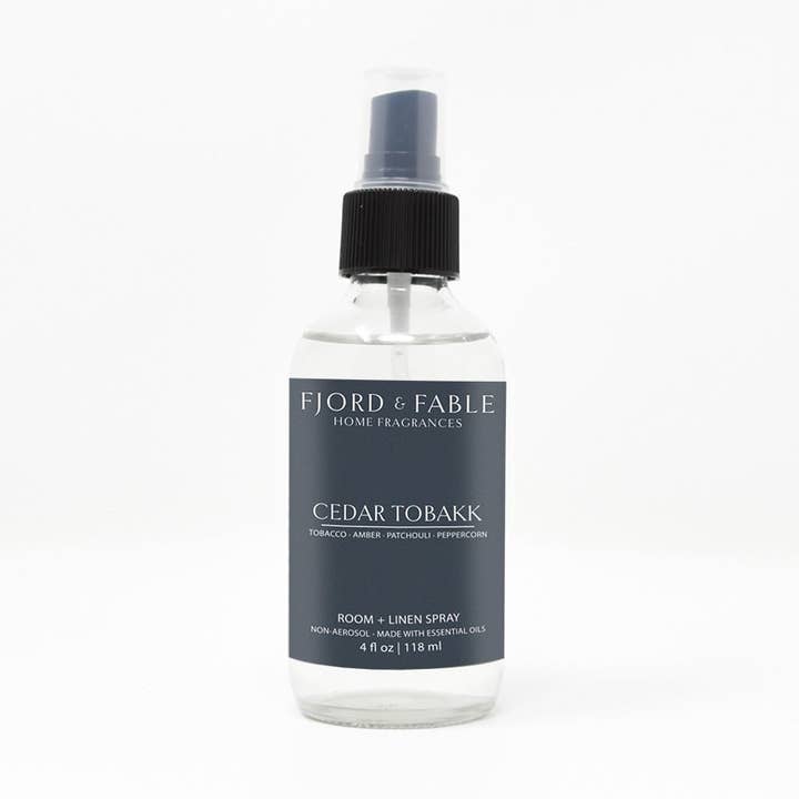 Cedar Tobakk Room + Linen Spray for wholesale by FJORD & FABLE