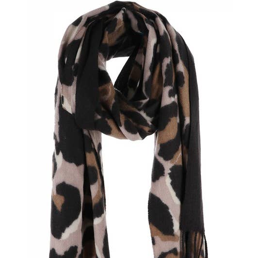 Leopard Print Oblong Tassel Scarf for wholesale by Love and Repeat