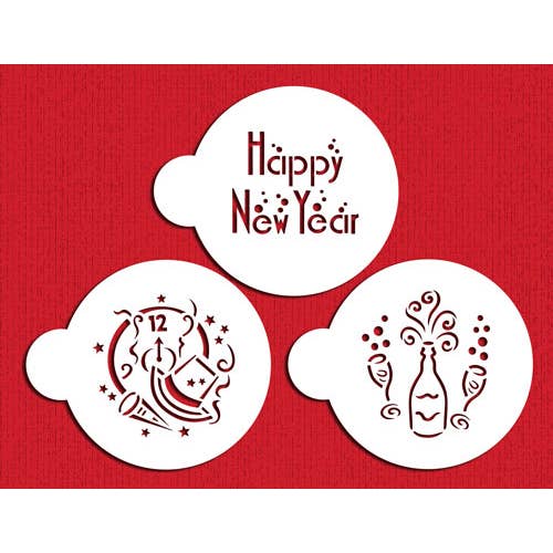 Stencil per biscotti Happy New Year per la vendita all'ingrosso da parte di Designer Stencils