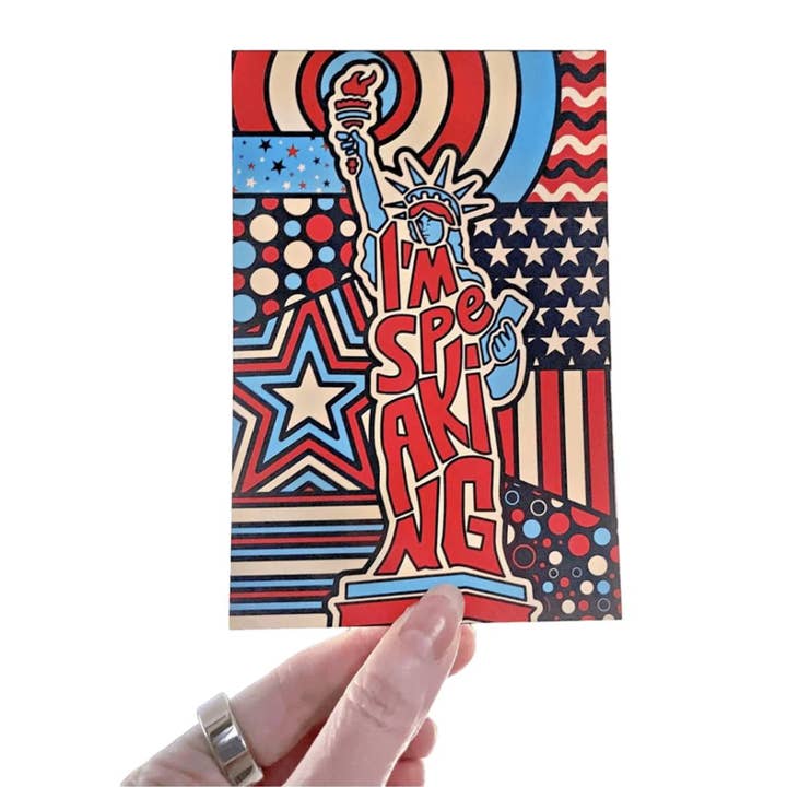 I'm Speaking Red, White, Blue, 4" x 6" Postcard 25-Pack for wholesale by Denali & Co.