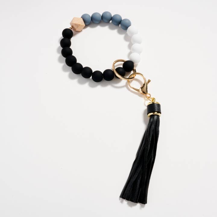 Frem - Wholesale Keychain bracelet - Beaded Bracelet Keychain with Tassel – Silicone Bead Wristlet Key Ring17