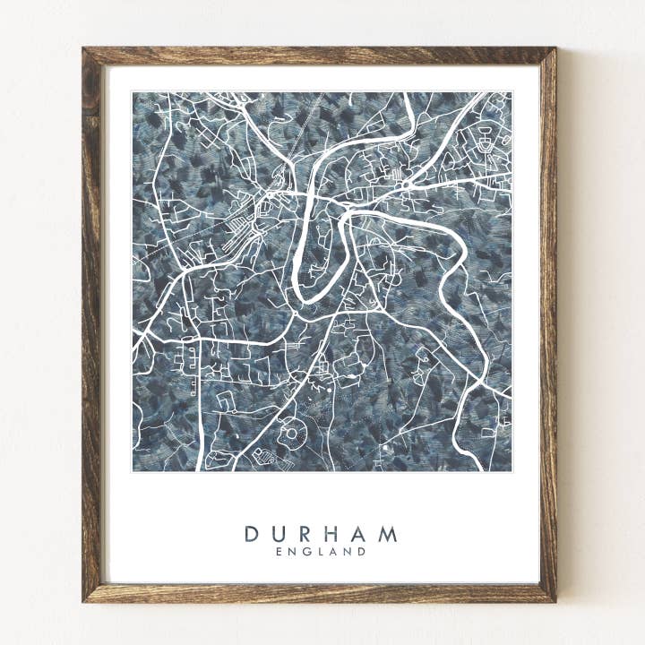 IMPRESIÓN ARTÍSTICA DE MAPA PINTADO DE DURHAM, Inglaterra para venta al por mayor de Turn-of-the-Centuries