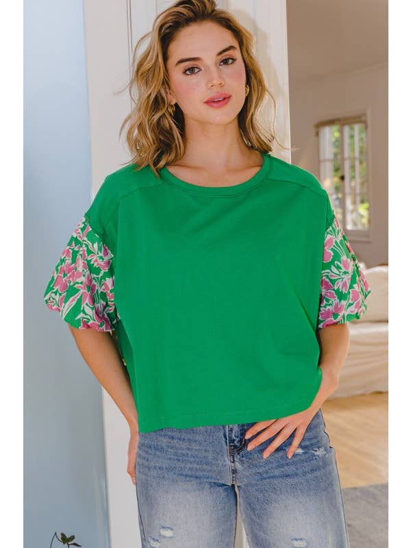 Oddi - Wholesale Blouse - Women's - Plus Floral Printed Short Sleeve Top