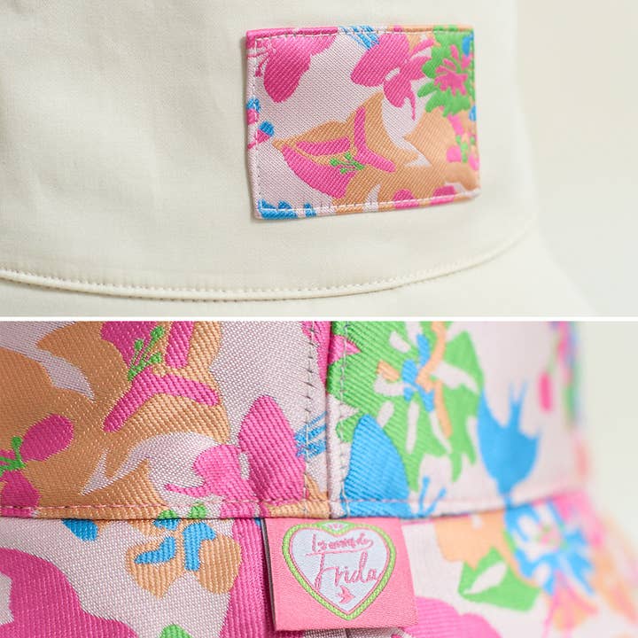 FRIDA X LOST PATTERN "Frida's Garden" Jacquard Reversible Bucket Hat - White for wholesale on Faire1