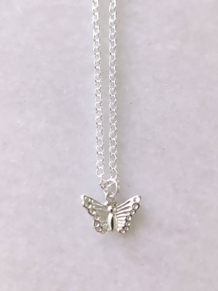 Silver butterfly necklace for wholesale by Rose Burkhardt Jewelry