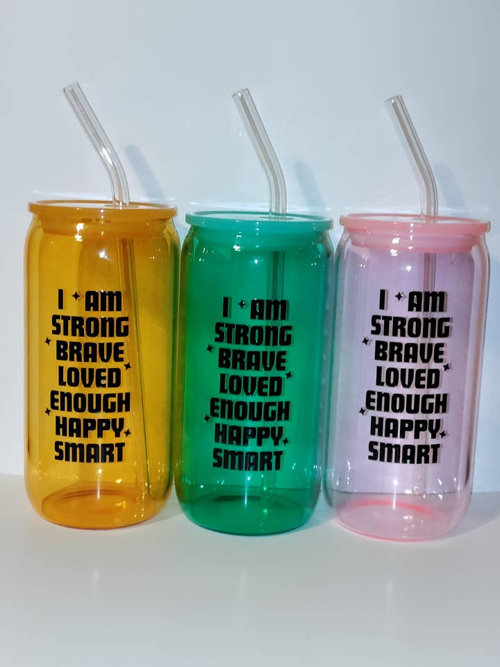 I Am Affirmation 16 oz Tumbler With Lid and Straw for wholesale by MadeByHBK