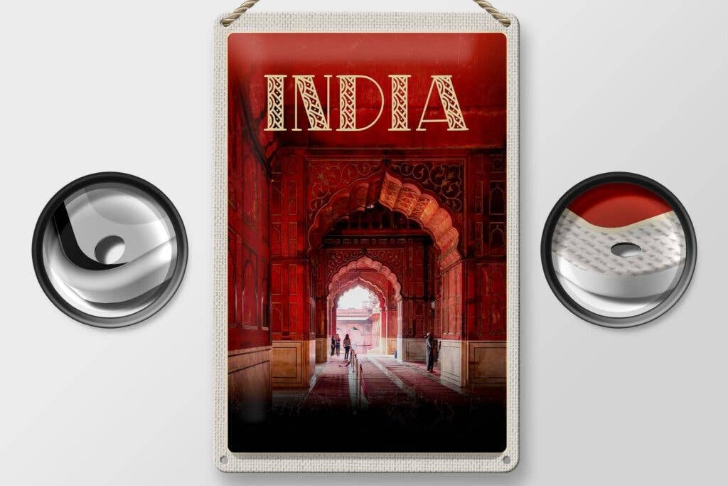 Femer - Wholesale Sign - Travel 20x30 cm India Inner Mosque Red Praying Islam Sign Tin Sign1