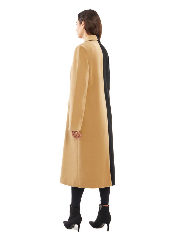 Adore - Wholesale Coat - Women's - BS-12 - Black Cream Double Button Lapel Collar Blazer Coat