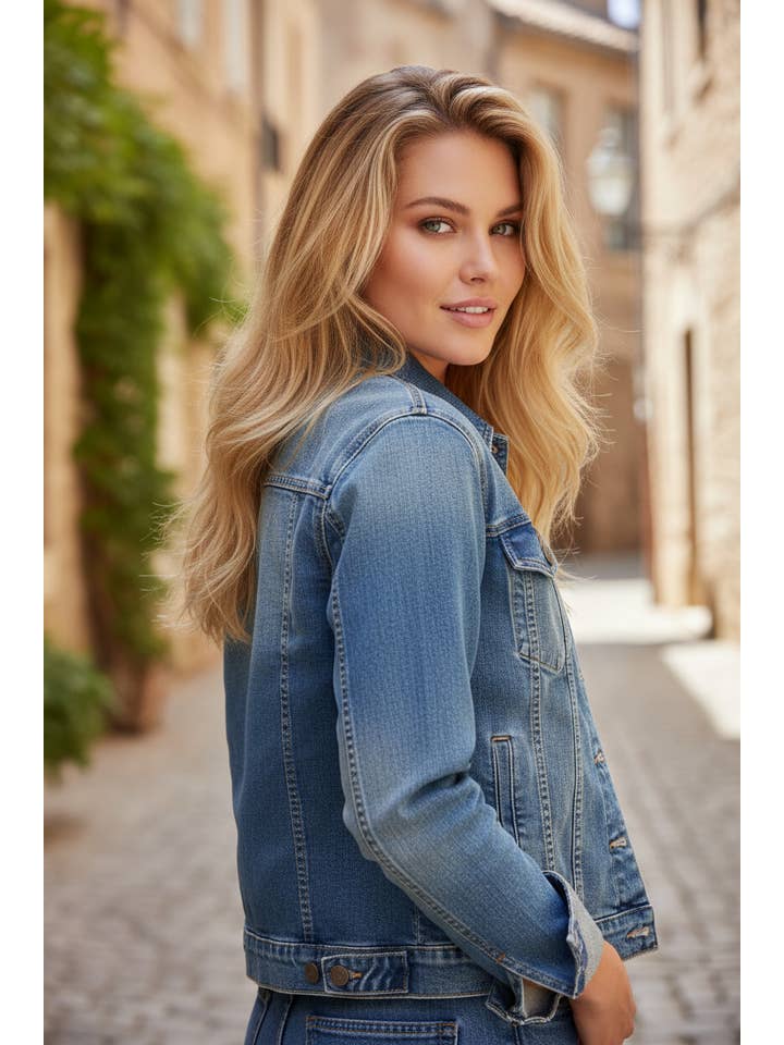 Classic blue denim jacket for wholesale on Faire2