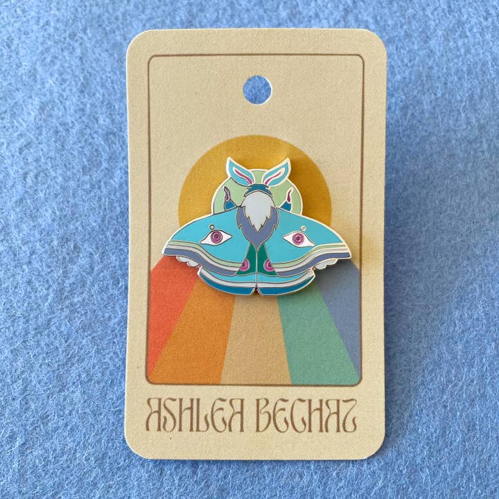 Lapel Pin - Frost Moth  for wholesale by Ashlea Bechaz Illustration