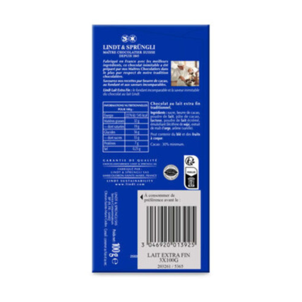 123bonbon – wholesale Chokladkaka – LINDT Original mjölkchokladkaka - 3 x 110 g2