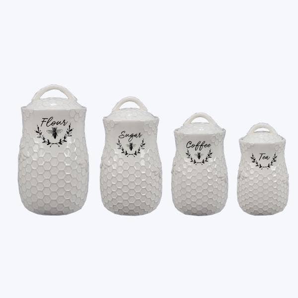 Ceramic Honey Bee Canisters, 4 Pc/Set for wholesale by Young's