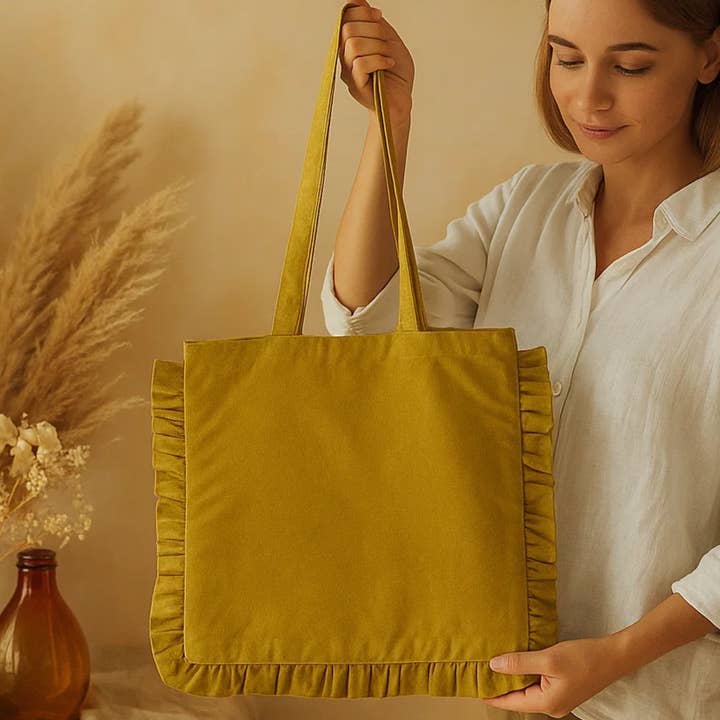Fabrica Kraft – Engroshandel Tote bag - Dame – Canvas Ruffle Taske | Canvas Farvet Taske | Uden Mærke10