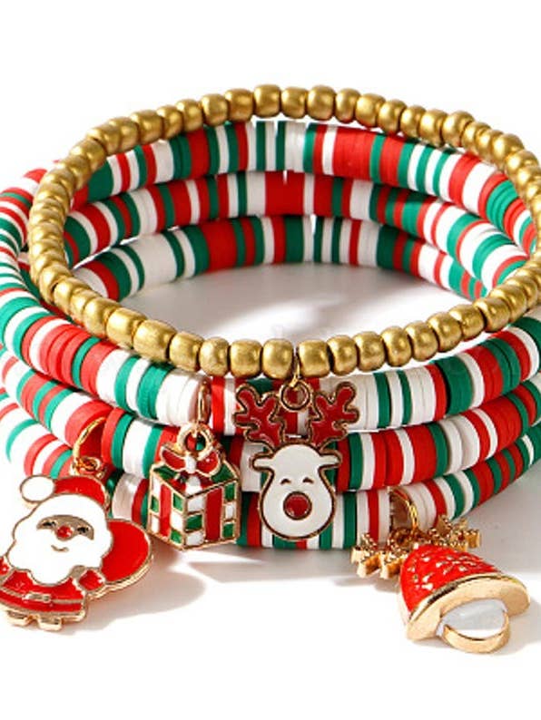 Weihnachtliches stapelbares Stretch-Armband-Set | 4-teiliges Armband für den Großhandel von Bad Apple Designs