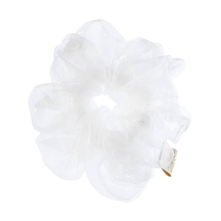Emma organza scrunchie white for wholesale by Halo Luxe
