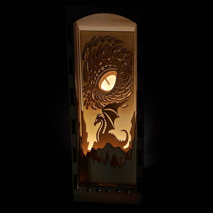 Squirrel Tacos Papercuts - Wholesale Bookend - Book Nook Lighting - Dragon fairytale / fantasy art