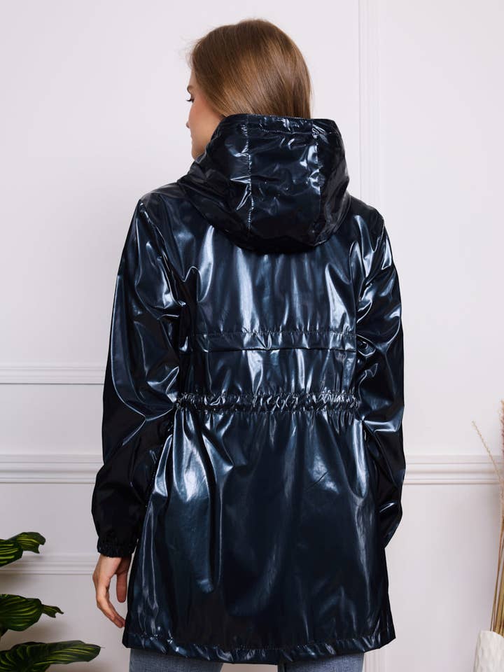 SOFTY - Wholesale Raincoat - Women's - Iridescent effect drawstring waterproof jacket S560310
