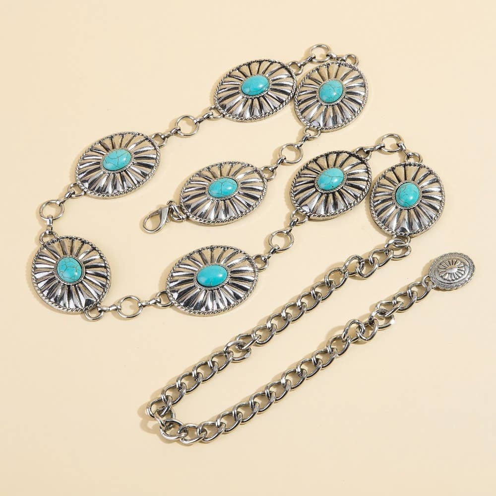 Anarchy Street – wholesale Belt – Women's – Metallic Western Concho Disc Hoop Chain Belt5