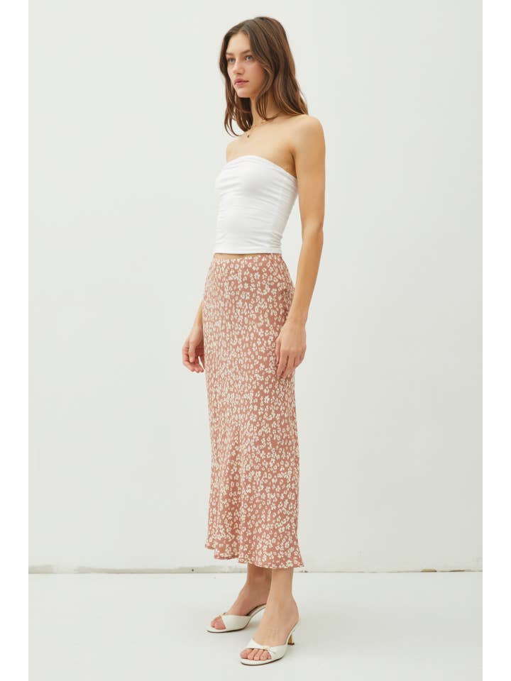Be Cool - Wholesale Skirt - Women's - FLORAL PRINTED MIDI SKIRT