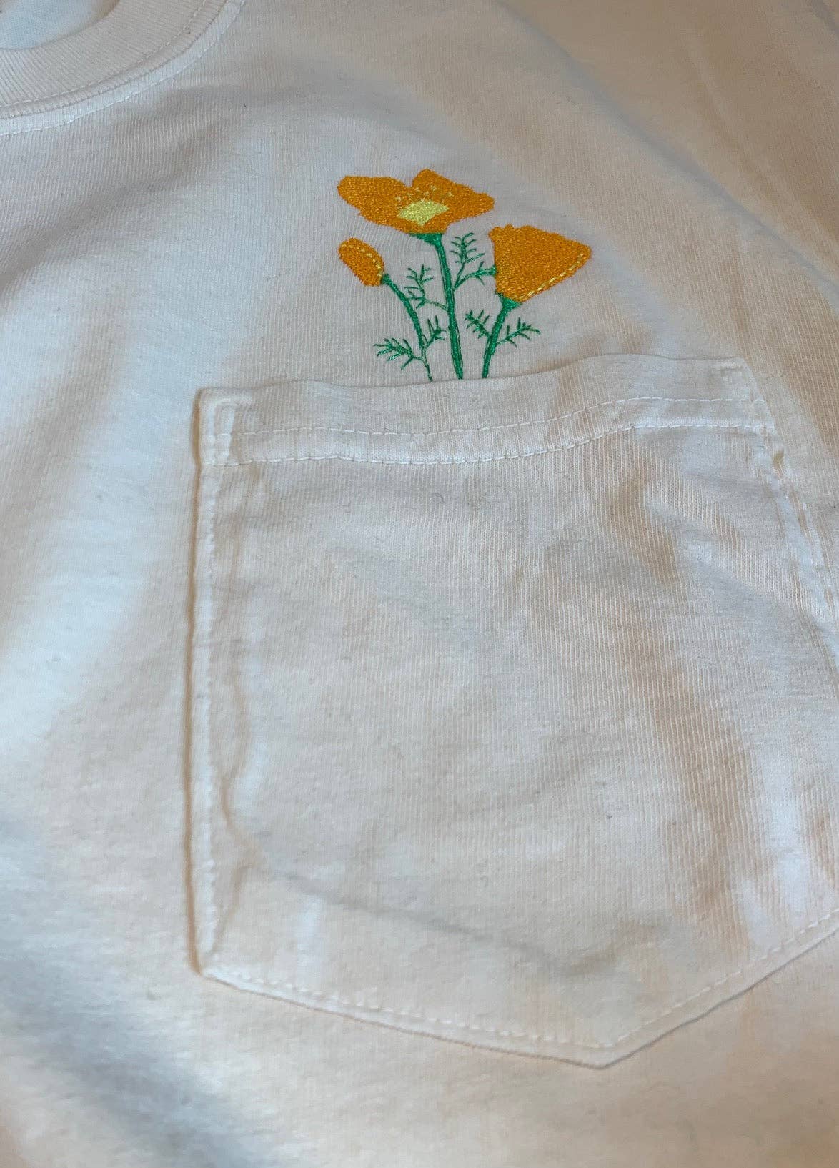 Animal Instincts - Wholesale T-Shirt - Unisex - California Poppy Embroidered Unisex Cotton Pocket Tee8