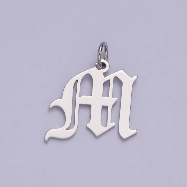 Aim Eternal - Wholesale Individual Charm/Pendant - Gothic Letter Charm, Alphabet Charm, Silver Letter Charm, 26 Letters Initial Charms Old English Letter Pendant A690~A70212