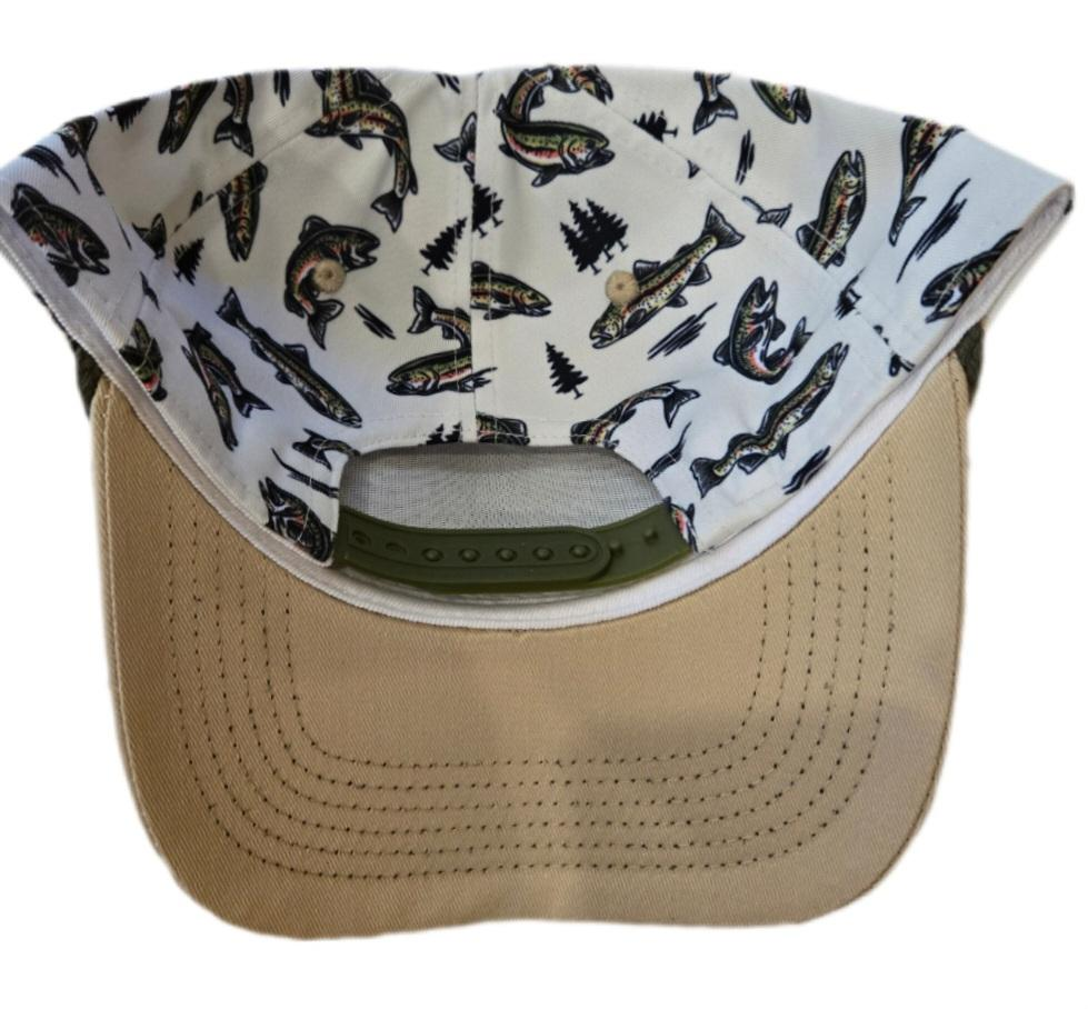 ThatsRad - Wholesale Flat Brim Cap - Unisex - Sandstone Rainbow Trout Snapback Hat 3