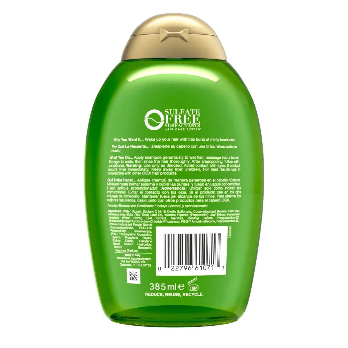First Choice Buying – wholesale Hårschampo – OGX Extra Strength Uppfriskande Hårbotten + Schampo, Teatree Mint, 385 ml4