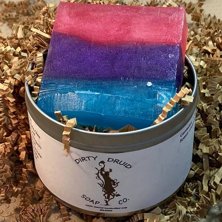 Bisexual Flag Soap for wholesale by Dirty Druid Soap Co