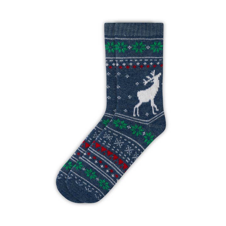 Thick Christmas Blue Fairisle Sock for wholesale on Faire