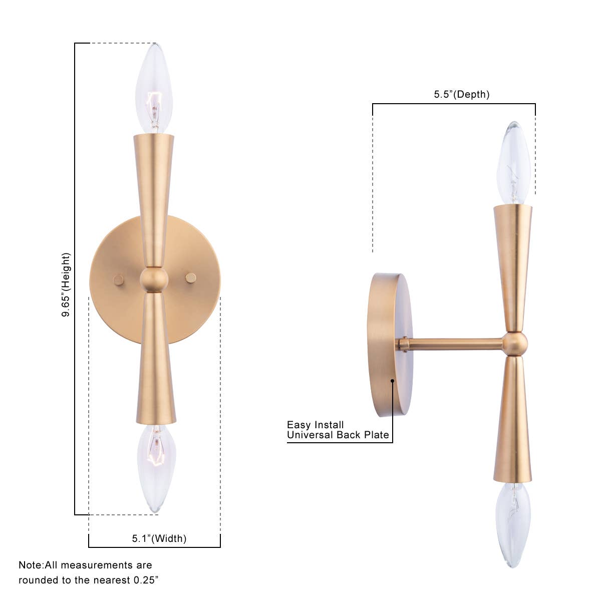 Brio Lighting - Wholesale Sconce - Sale - Mizu MidCentury Modern Gold 2-Light Wall Sconce Light2