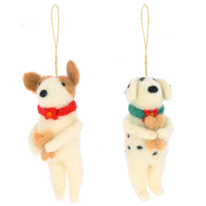 Fiona Walker England – wholesale Christmas decoration – Eliot and Spotty Dog Hanging Decorations (2 Designs)