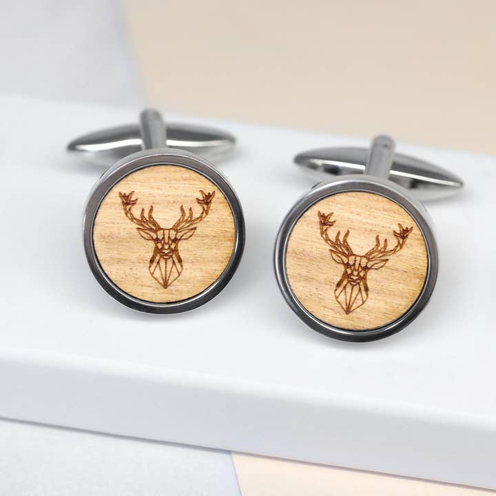 Geometric Stag Bezel Cufflinks for wholesale by Joanna Emily