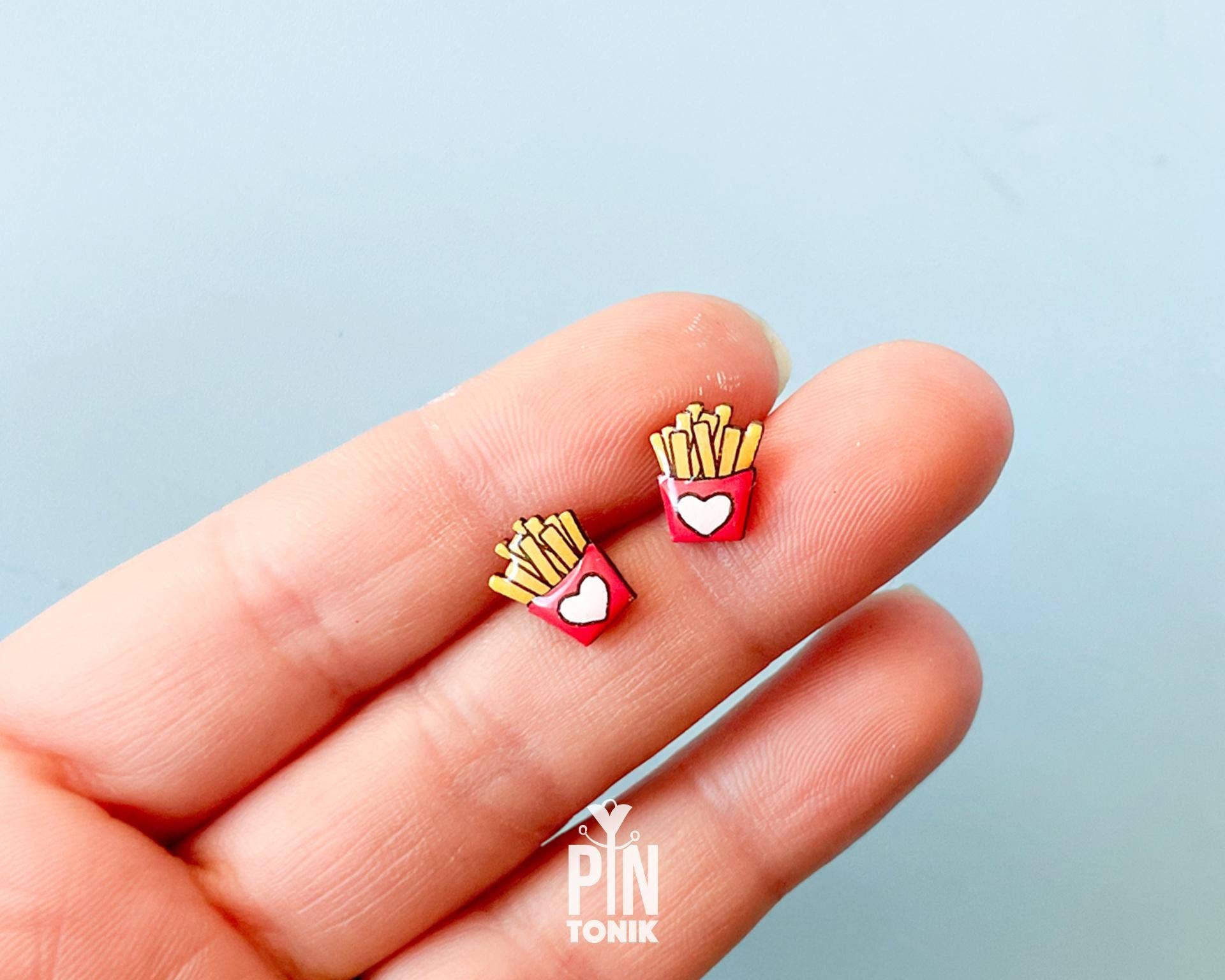 PinTonik - Wholesale Stud/Post Earrings - French Fries Earrings - Foodie Gift - Snack Jewelry5