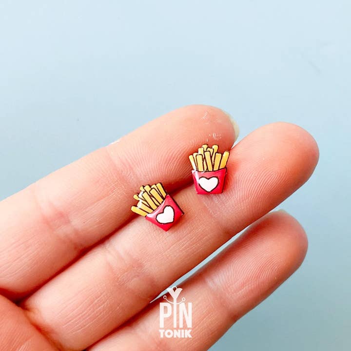 PinTonik - Wholesale Stud/Post Earrings - French Fries Earrings - Foodie Gift - Snack Jewelry5
