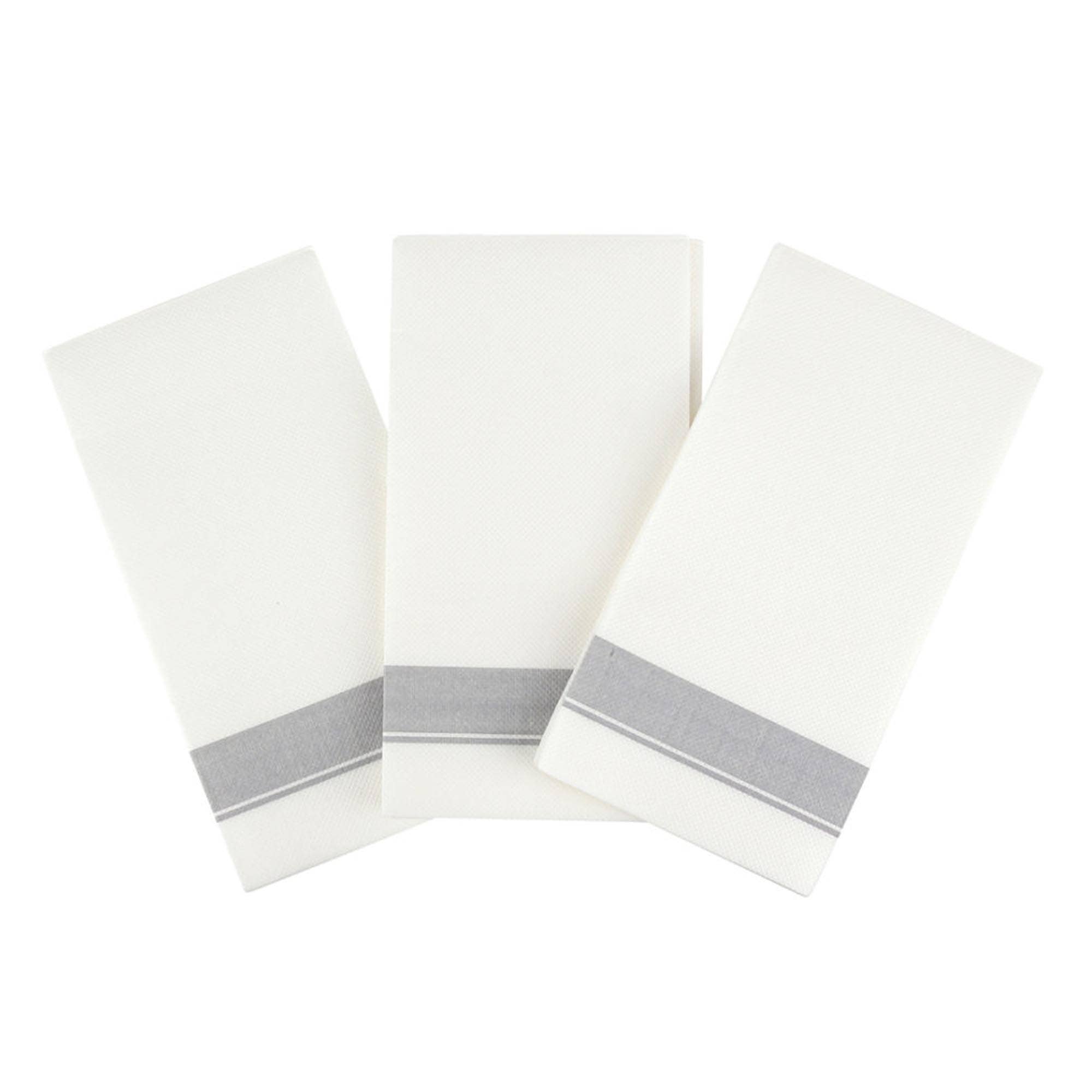 EcoQuality - Wholesale Disposable Napkin - Elegant Cloth-Like Disposable Paper Dinner Napkins Silver Bo1