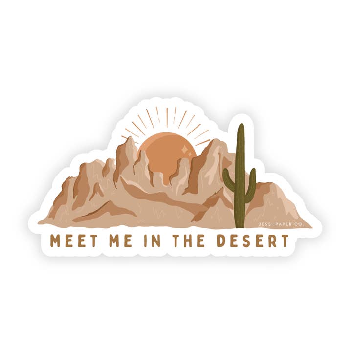 Mød mig i ørkenen klistermærke for engroshandel hos Jess' Paper Co.